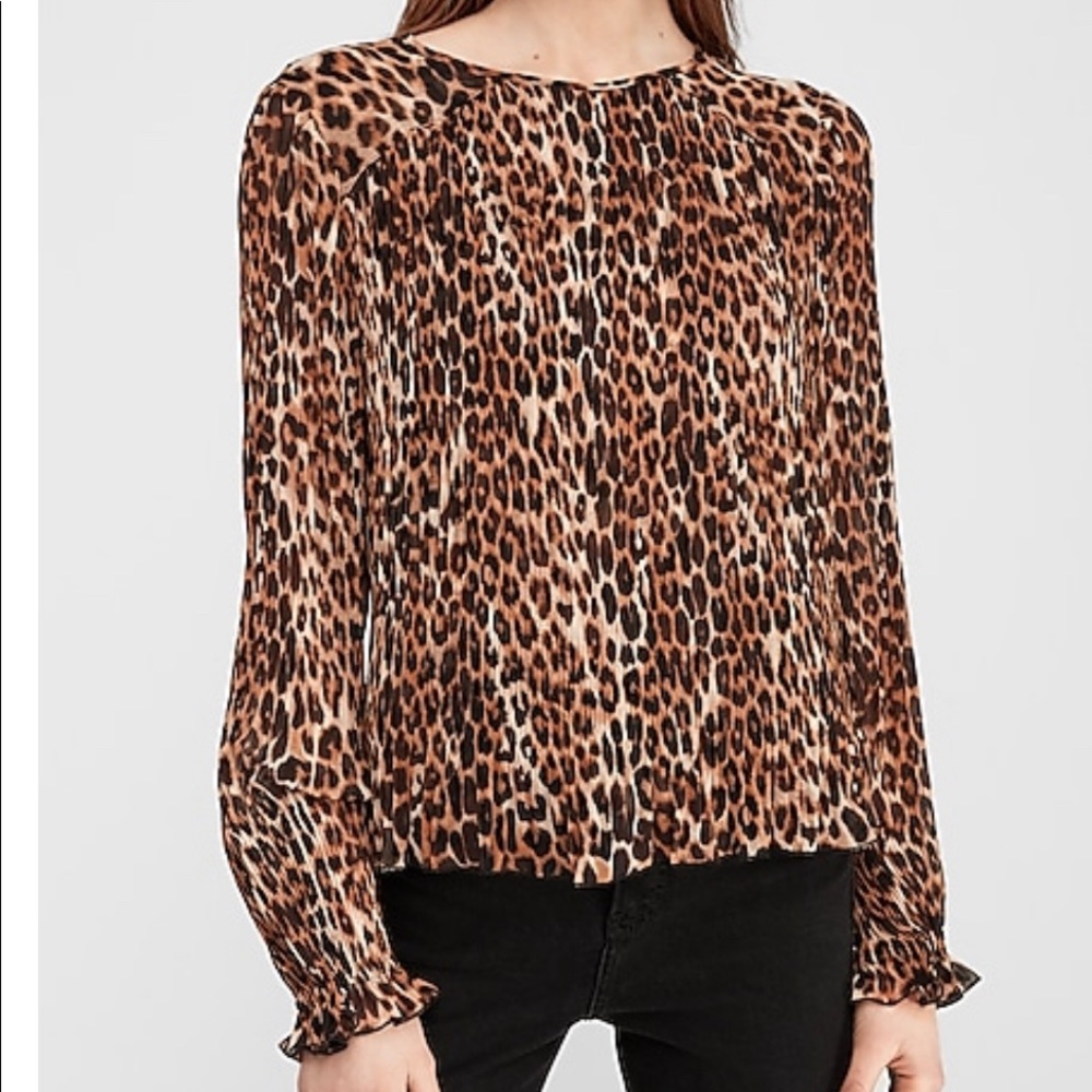EXPRESS LEOPARD PRINT PLEATED TOP XL
